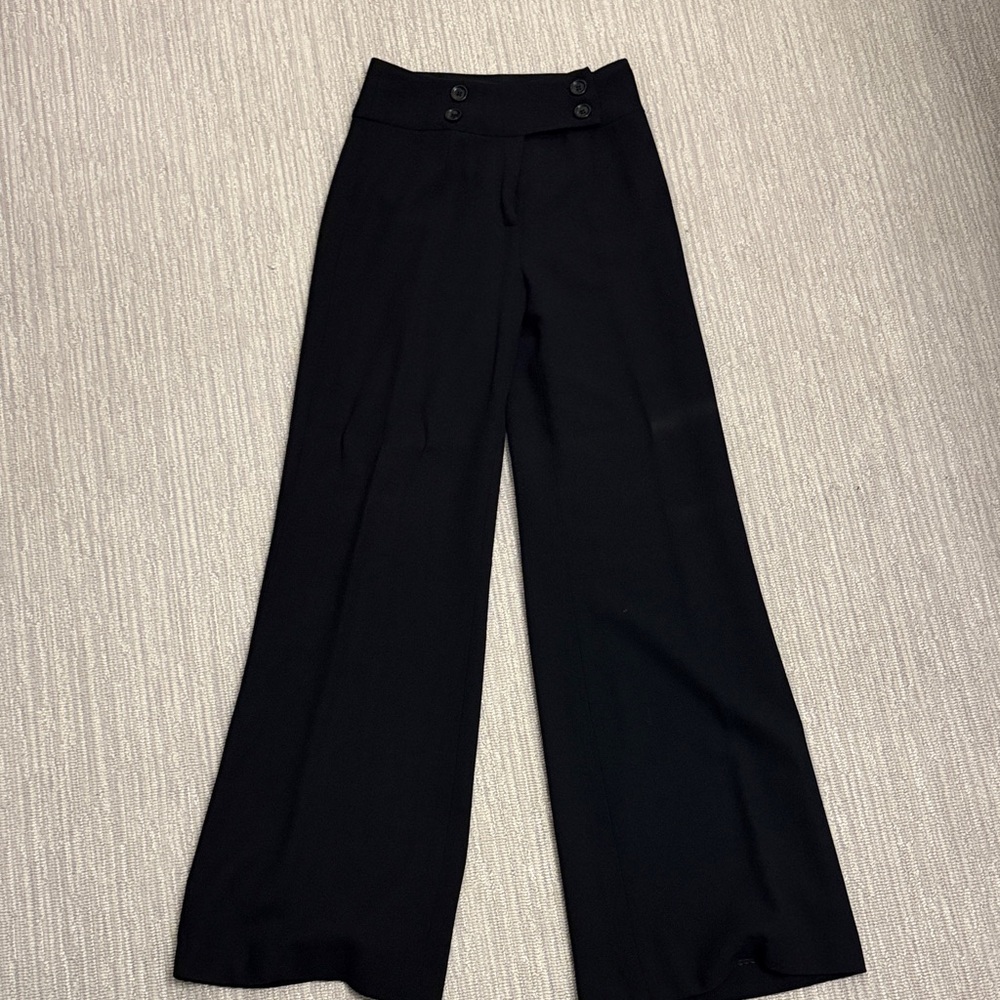 Dolce & Gabbana Black Wide-Leg Trousers with Buttoned Waist